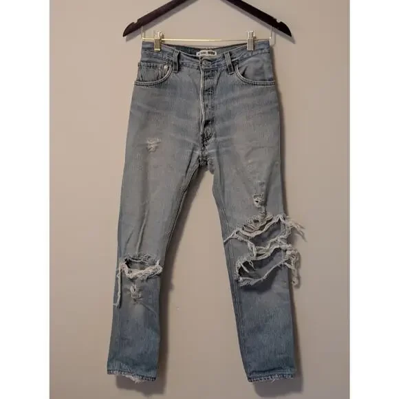 RE/DONE Levi's High Rise Ankle Crop (HRAC) Reconstructed Jeans - 25 - Picture 3 of 16